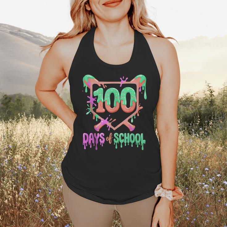 100 Days Of School Baseball Ice Cream Drip 100th Day Player Flowy Tank