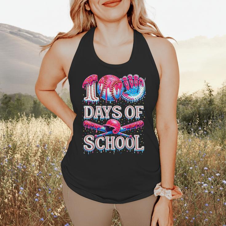100 Days Of School Baseball Lover Donut Drip Boy Girl Flowy Tank