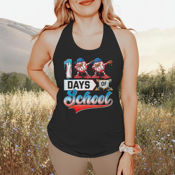 100 Days Of School Boys Baseball Drip 100th Day Dabbing Ball Flowy Tank