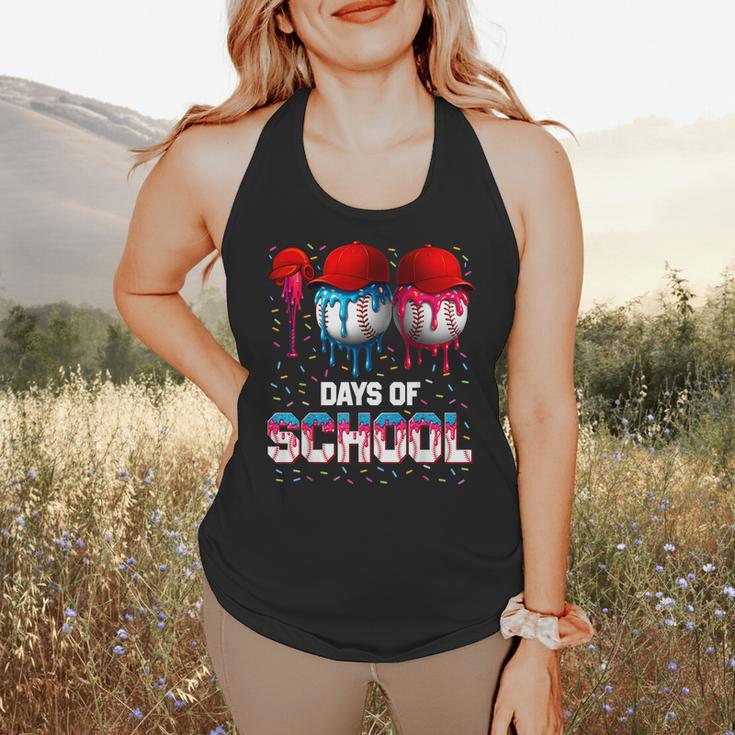 100 Days Of School Dripping Baseball 100th Day Teacher Boy Flowy Tank