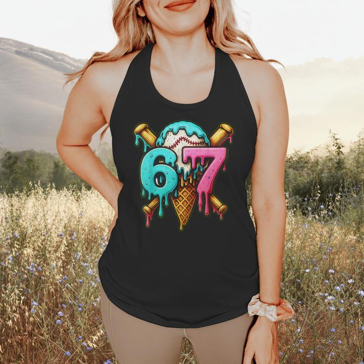 67 Baseball Ice Cream Drip Kids Flowy Tank