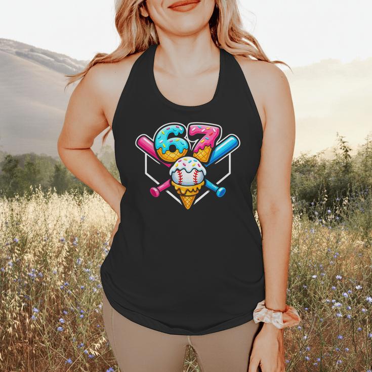 67 Ice Cream Drip Baseball Meme Six Seven Gen Alpha Slang Flowy Tank