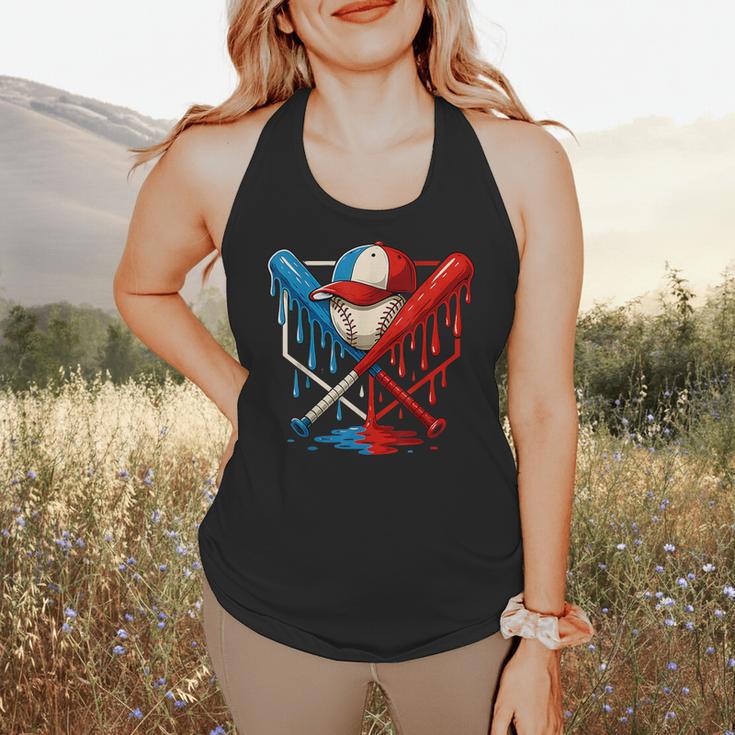 American Baseball Drip Graffiti Ball And Bat Flowy Tank