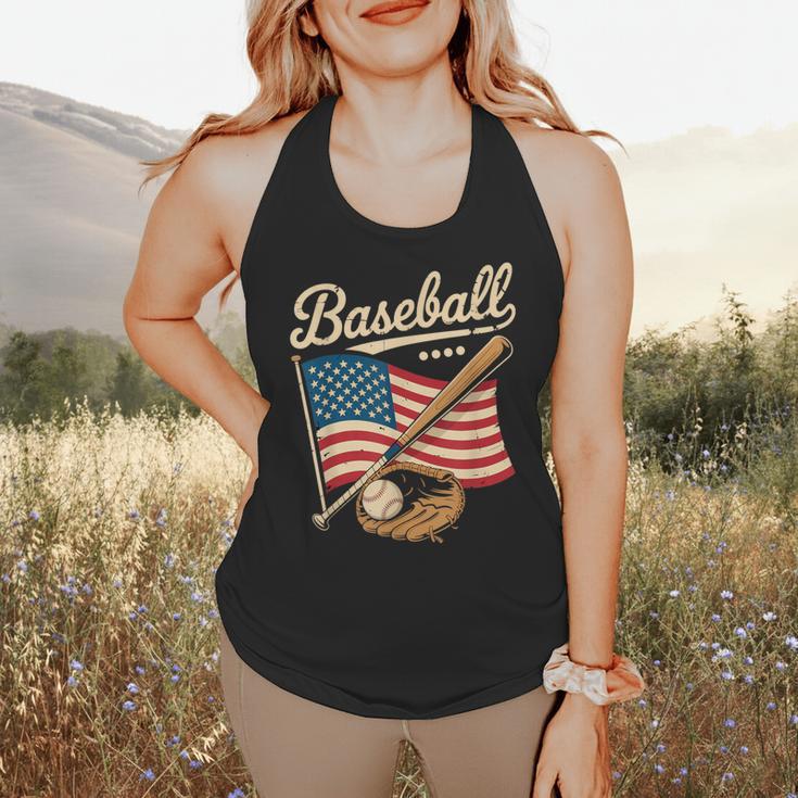 American Flag Baseball Player Bat Fan Catcher Pitcher USA Flowy Tank American Flag Baseball Player Bat Fan Catcher Pitcher USA Flowy Tank