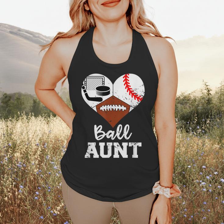 Ball Aunt Heart Football Baseball Hockey Game Day Flowy Tank Ball Aunt Heart Football Baseball Hockey Game Day Flowy Tank