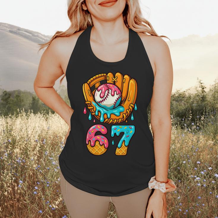 Baseball 67 Ice Cream Drip 67 Six Seven Meme 67th Birthday Flowy Tank