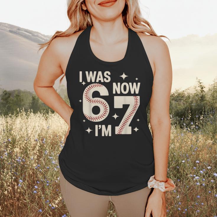 Baseball 7th Birthday 6 7 Years Old I Was 6 Now I'm 7 Flowy Tank