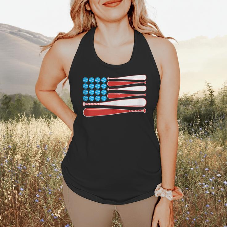 Baseball American Flag Patriotic USA Pride Flowy Tank