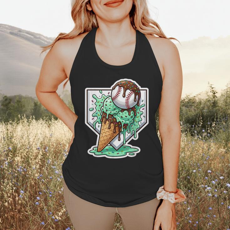 Baseball Boys Ice Cream Drip Baseball Boys Youth Mint Choco Flowy Tank