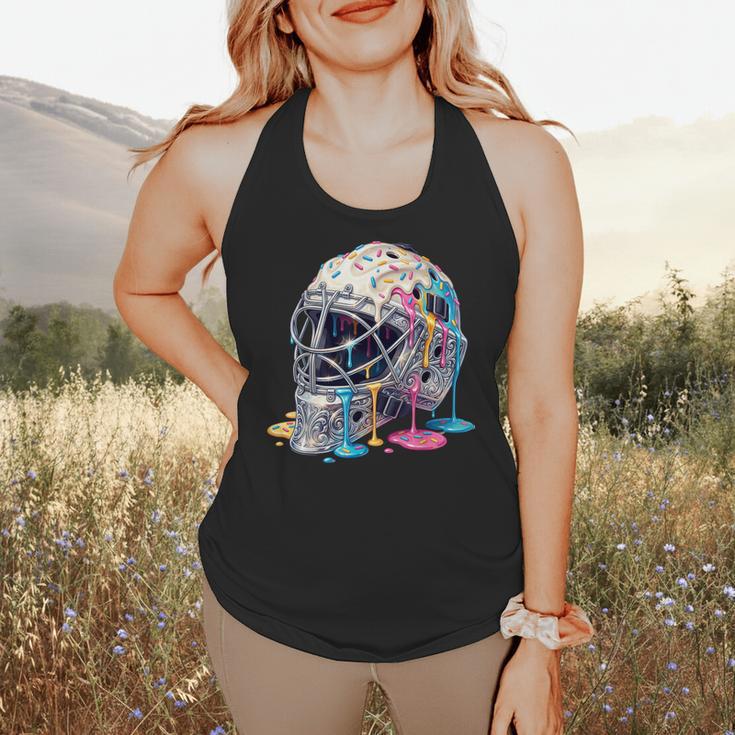 Baseball Catcher Mask Ice Cream Dripping Baseball Boys Flowy Tank