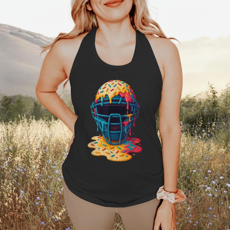Baseball Catcher Mask Ice Cream Dripping Baseball Fan Boys Flowy Tank