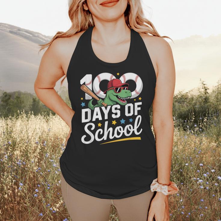 Baseball Dinosaur 100 Days Of School Kids Theme Flowy Tank
