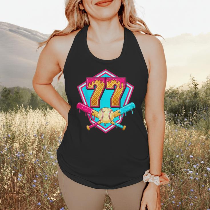 Baseball Drip Jersey Number 77 For Players & 77th Birthday Flowy Tank Baseball Drip Jersey Number 77 For Players & 77th Birthday Flowy Tank