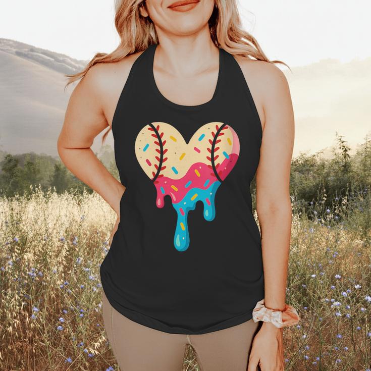 Baseball Drip Melting Ice Cream Baseball Heart Boys Girls Flowy Tank Baseball Drip Melting Ice Cream Baseball Heart Boys Girls Flowy Tank