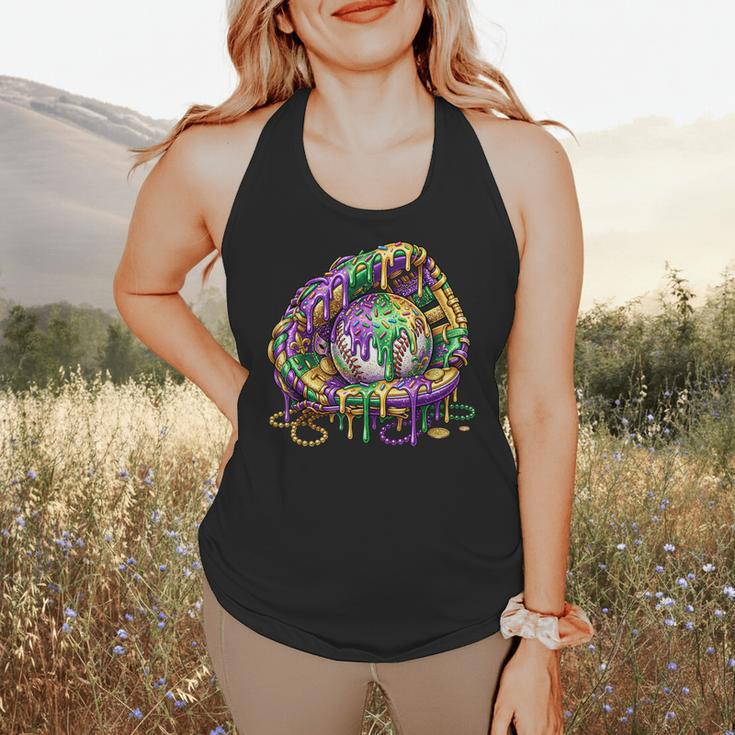 Baseball Glove Ice Cream Mardi Gras Dripping Boys Youth Kids Flowy Tank
