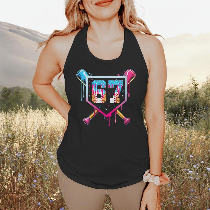Baseball Ice Cream Drip Number 67 Player 67th Birthday Flowy Tank Baseball Ice Cream Drip Number 67 Player 67th Birthday Flowy Tank