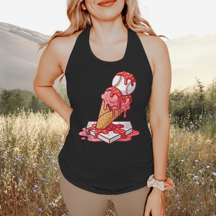 Baseball Ice Cream Drip Youth Strawberry Baseball Red Flowy Tank Baseball Ice Cream Drip Youth Strawberry Baseball Red Flowy Tank