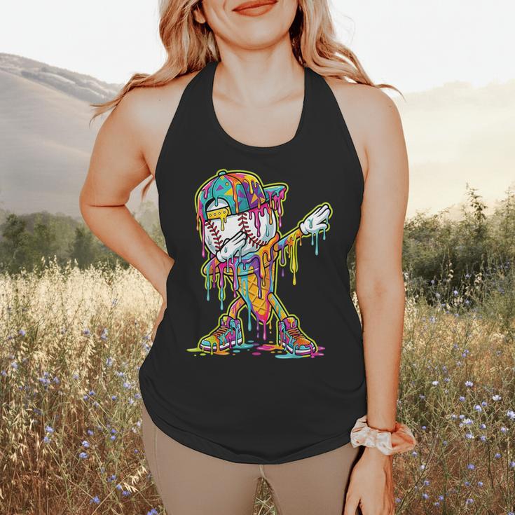 Baseball Ice Cream Dripping Dabbing Baseball Drip Flowy Tank