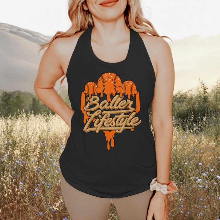 Baseball Lifestyle Home Plate Orange Ice Cream Drip Men Boys Flowy Tank