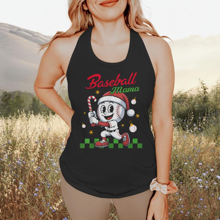 Baseball Mama Christmas Santa Hat Xmas Softball Mom Flowy Tank