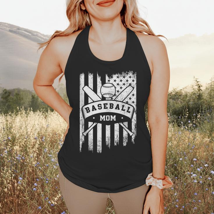 Baseball MOM Cool USA American Flag Family Reunion Flowy Tank