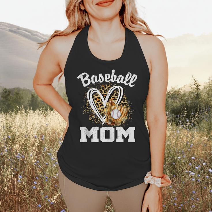 Baseball Mom Leopard Heart Matching Family Flowy Tank