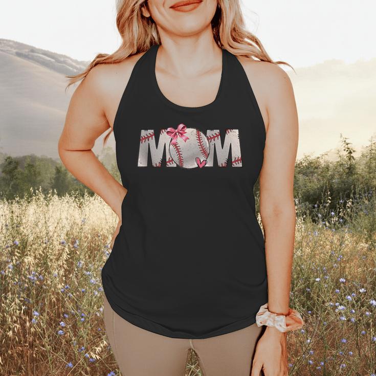 Baseball Mom With Pink Bow Flowy Tank Baseball Mom With Pink Bow Flowy Tank