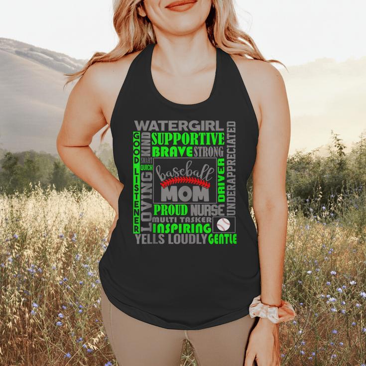Baseball Mom Traits For Great Mothers Grey And Green Flowy Tank Baseball Mom Traits For Great Mothers Grey And Green Flowy Tank