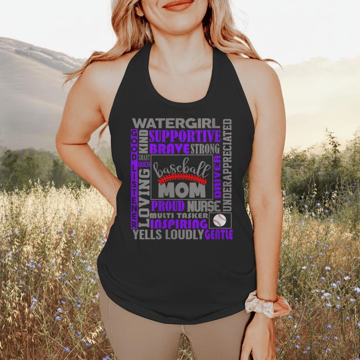 Baseball Mom Traits For Great Mothers Grey And Purple Flowy Tank Baseball Mom Traits For Great Mothers Grey And Purple Flowy Tank