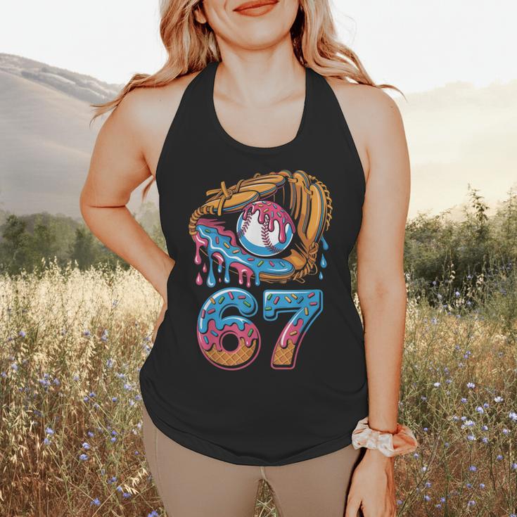 Baseball Player 67 Number 67th Sports Ice Cream Drip Flowy Tank