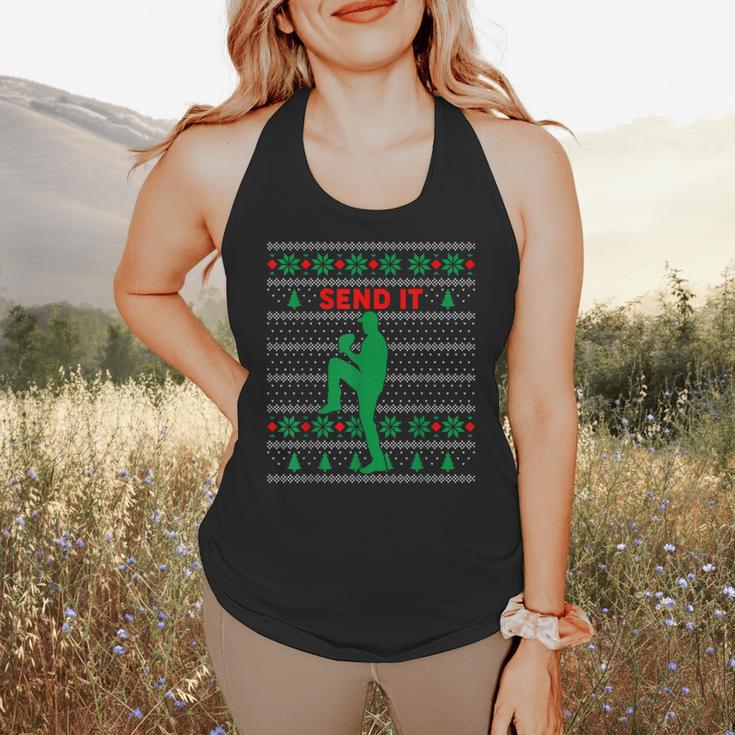 Baseball Player Christmas Pajama Send It Xmas PJs Boys Flowy Tank