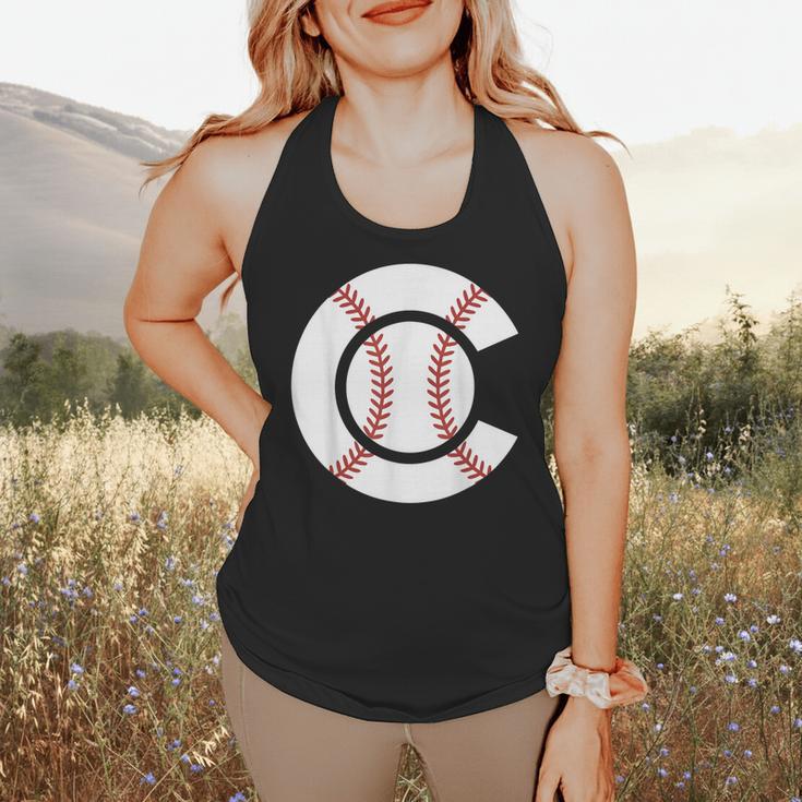 Baseball Sport Player Graphic Monogram Initial Letter C Flowy Tank Baseball Sport Player Graphic Monogram Initial Letter C Flowy Tank