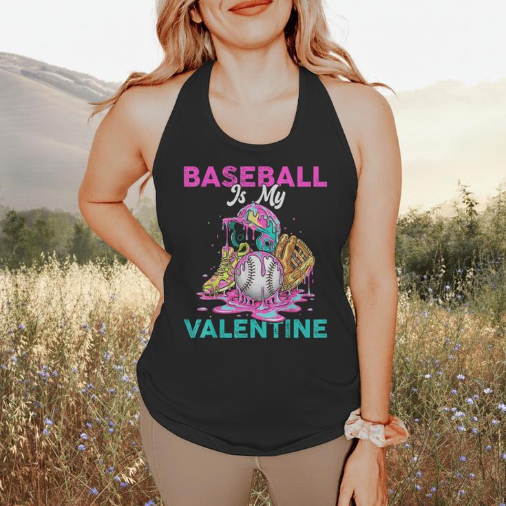 Baseball Is My Valentine Ice Cream Drip Crossed Bats Sport Flowy Tank