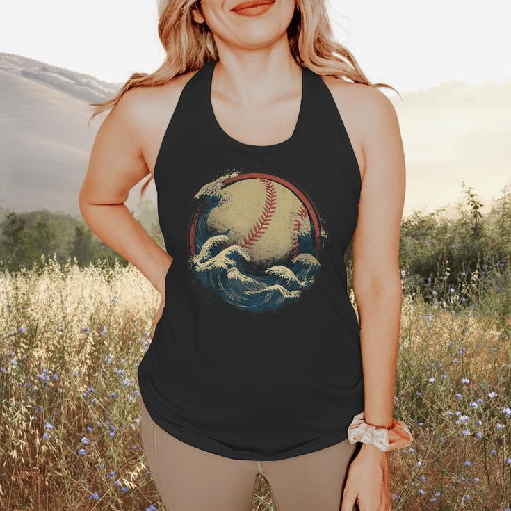Baseball Waves Ocean Sports Baseball Fans Flowy Tank