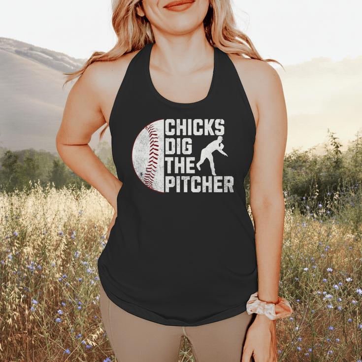 Chicks Dig The Pitcher Baseball Flowy Tank Chicks Dig The Pitcher Baseball Flowy Tank