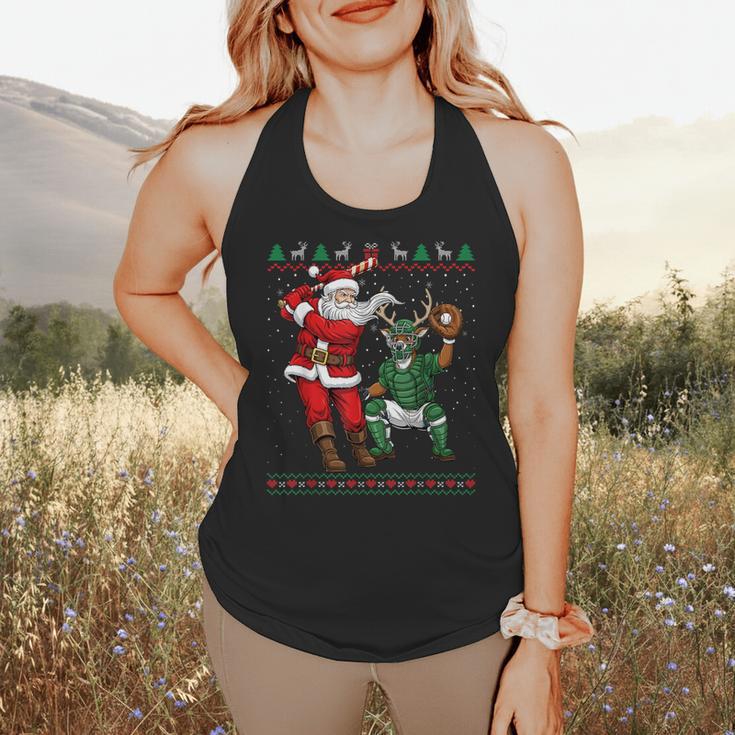 Christmas Santa Baseball Ugly Sweater Flowy Tank Christmas Santa Baseball Ugly Sweater Flowy Tank
