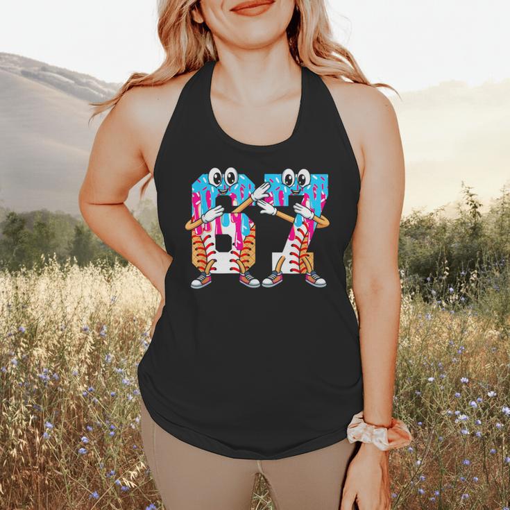 Dabbing Baseball Ice Cream Drip Number 67 Birthday Party Flowy Tank