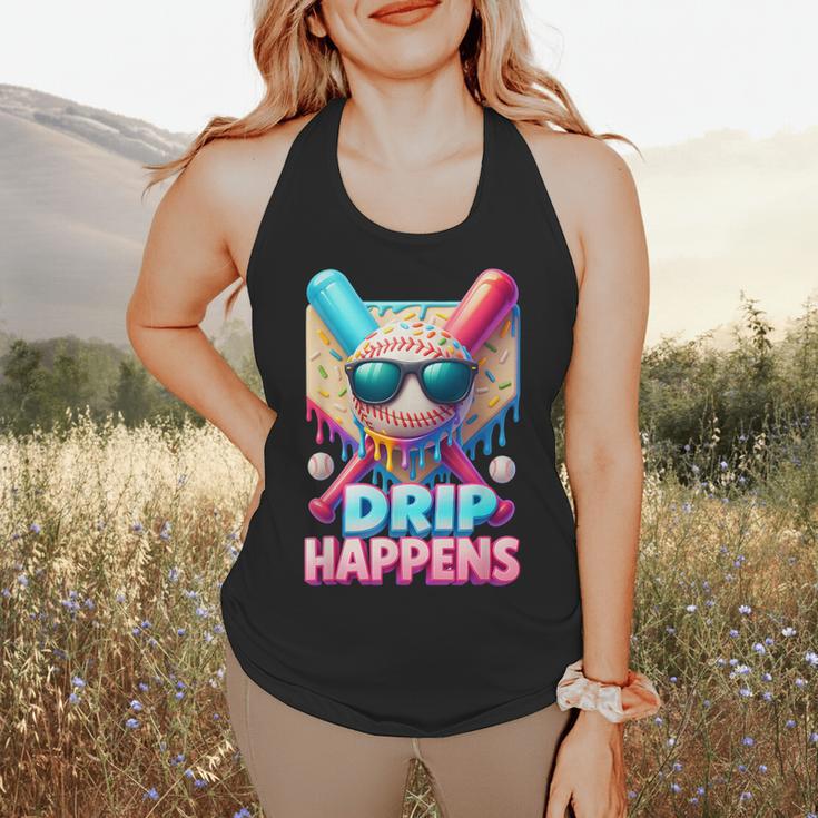 Drip Happens Baseball Ice Cream Bat And Ball With Sunglasses Flowy Tank