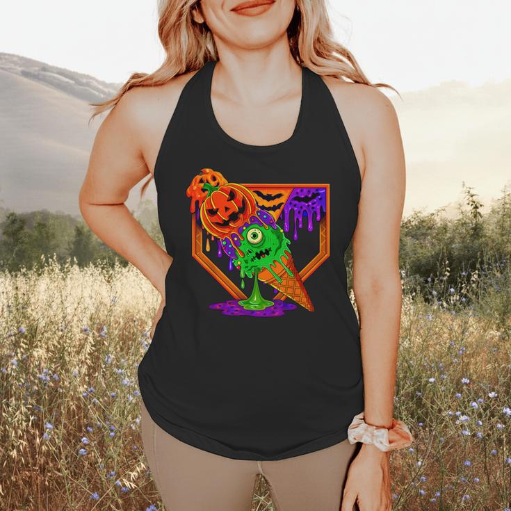 Halloween Baseball Ice Cream Drip Boys Girls Youth Flowy Tank