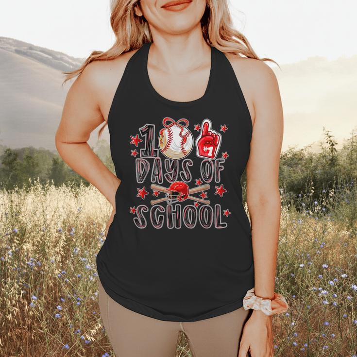 Happy 100 Days Of School Baseball Girls Coquette Bow Teacher Flowy Tank Happy 100 Days Of School Baseball Girls Coquette Bow Teacher Flowy Tank