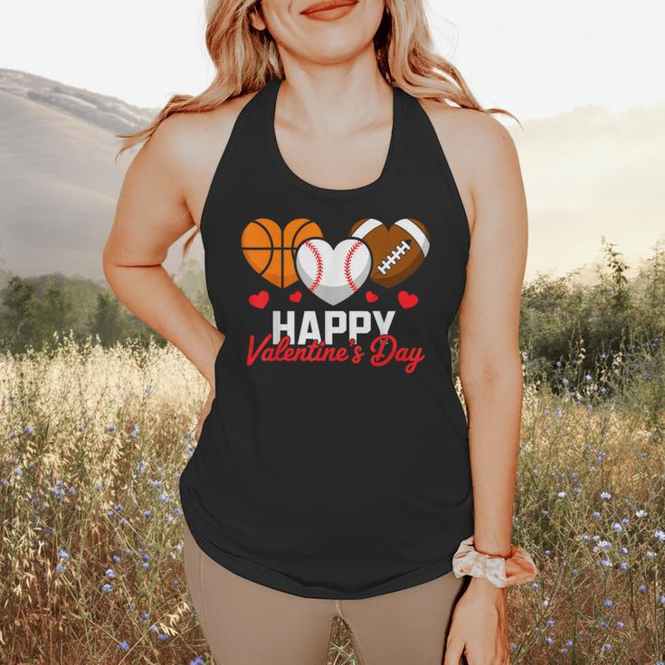Happy Valentine’s Day Basketball Football Baseball Hearts Flowy Tank Happy Valentine’s Day Basketball Football Baseball Hearts Flowy Tank