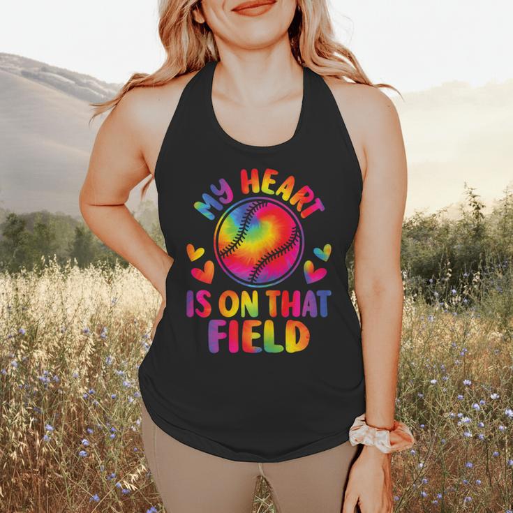 My Heart Is On That Field Cute Baseball Mom Women Flowy Tank