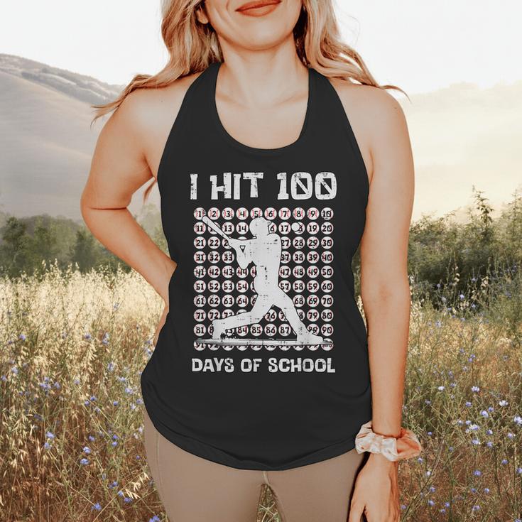 I Hit 100 Days Of School Baseball Player 100th Day Boys Kids Flowy Tank