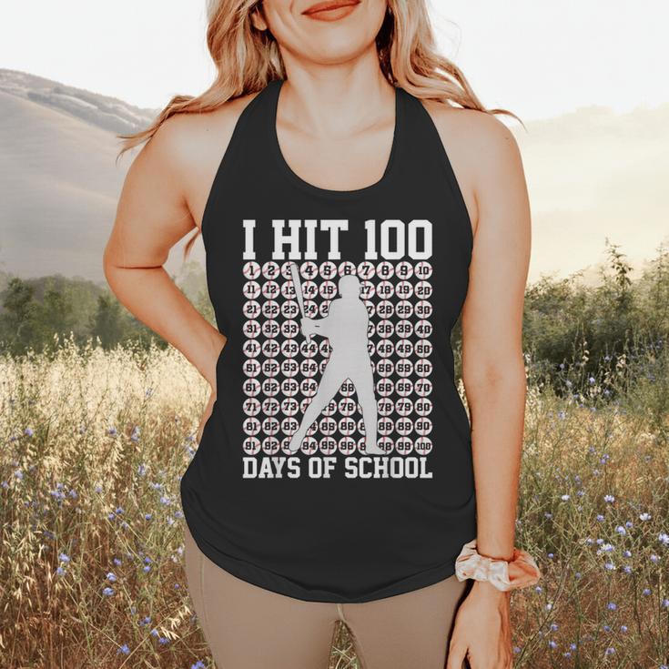 I Hit 100 Days Of School Boys Kids 100th Day Balls Baseball Flowy Tank I Hit 100 Days Of School Boys Kids 100th Day Balls Baseball Flowy Tank