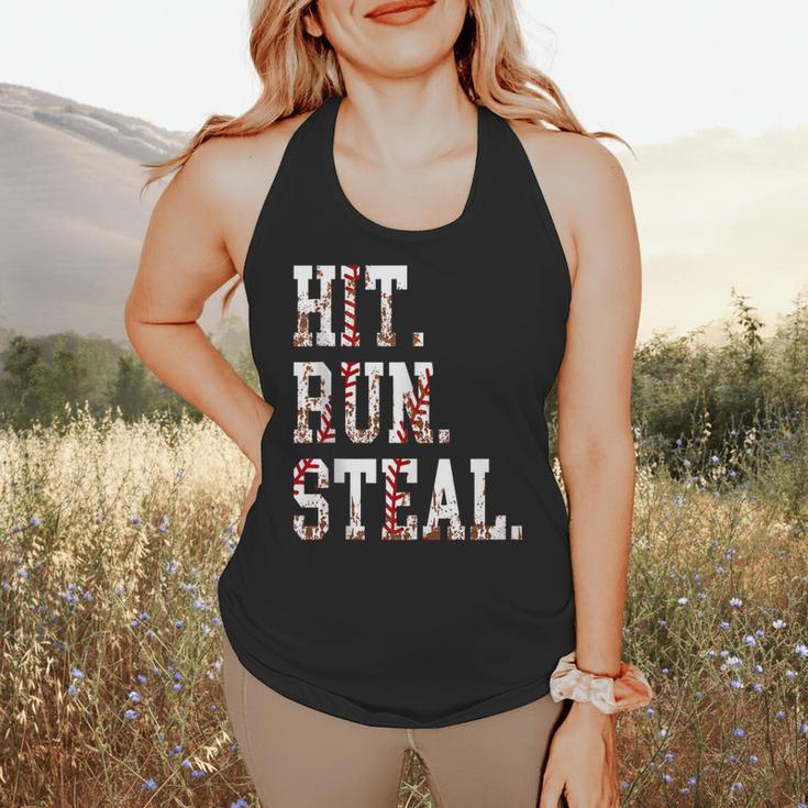 Hit Run Steal Baseball Mom For Women Baseball Flowy Tank Hit Run Steal Baseball Mom For Women Baseball Flowy Tank