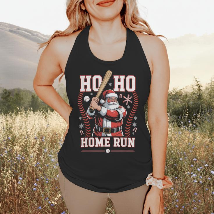 Ho Ho Home Run Baseball Christmas Holiday Sports Santa Flowy Tank