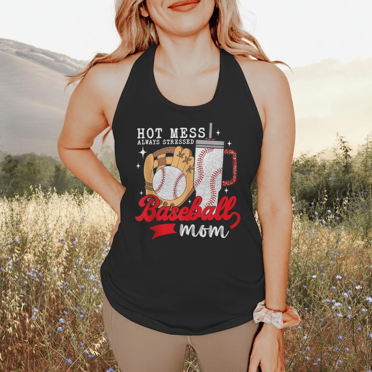 Hot Mess Always Stressed Baseball Mom Flowy Tank