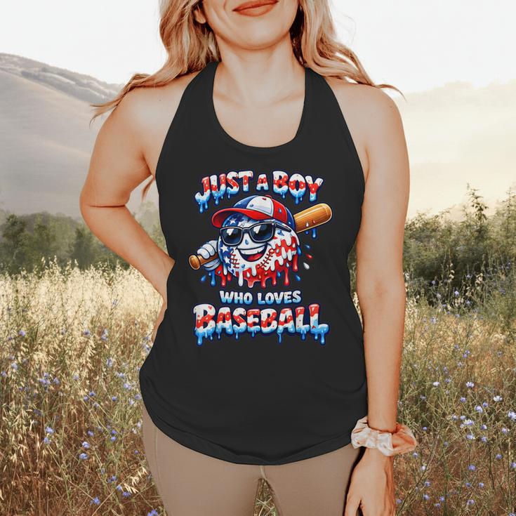 Just A Boy Who Loves Baseball Patriotic Drip For Youth Boys Flowy Tank Just A Boy Who Loves Baseball Patriotic Drip For Youth Boys Flowy Tank