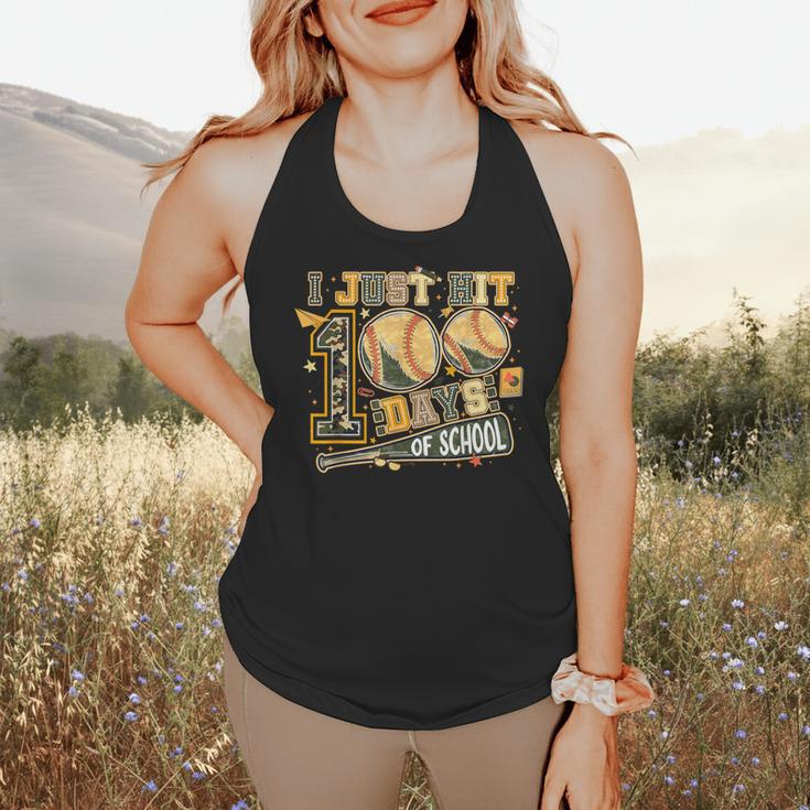 I Just Hit 100 Days Of School Baseball Teacher Student Retro Flowy Tank