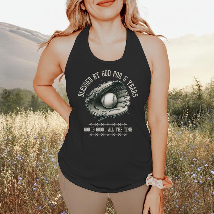 Kids Blessed By God For 5 Years Old Baseball 5th Birthday Flowy Tank